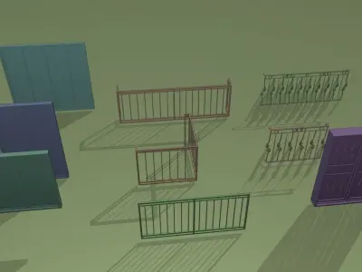 Modern Railing for Building Low-poly 3D model