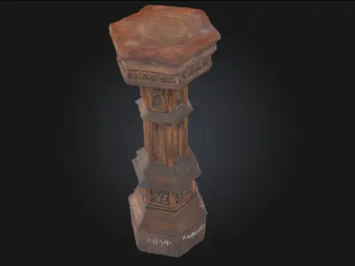 Gothic Wooden Pedestal  Ornate Relic of Dark Elegance 3D model