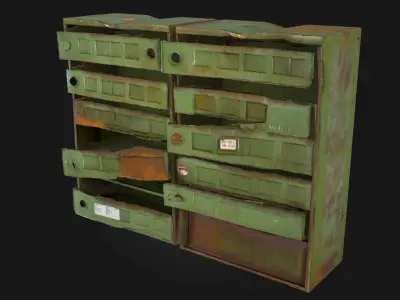 Old Green Mailboxes Vintage Postal Units 3D model