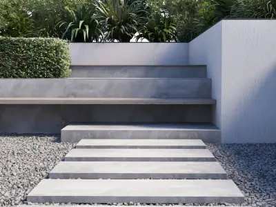 Backyard Urban Environment Urban Furniture Green Benches 3D model