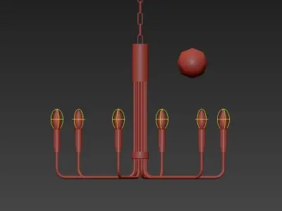 Brigitte 6 Light 25  Aged Brass Pendant 3D model