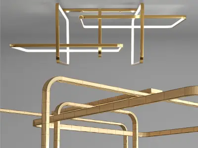 LINKEN gold wall light with squares 3D model