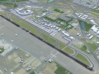 Bologna Guglielmo Marconi Airport 10km Low-poly 3D model