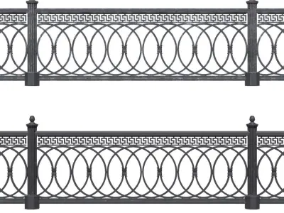 Park fence 02 Low-poly 3D model