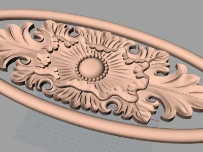 Furniture decorative flower 3D STL model for CNC carving E051 3D model