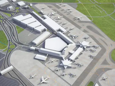 Cologne Bonn Airport Low-poly 3D model