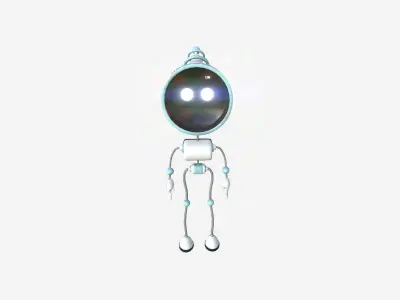 Cute Robot D03 White - SciFi Character Design Low-poly 3D model