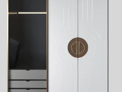 Sideboards 2 wardrobe with gold door 3D model