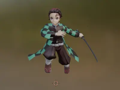 Low Poly anime Tanjiro with textures Texture