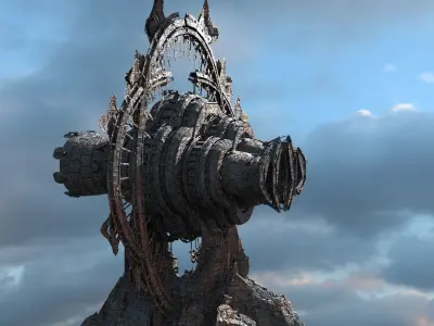 Sci Fi Alien Mountain array  3D model