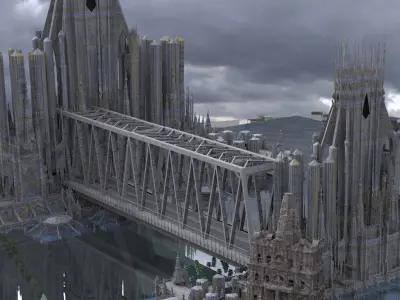 Sci-Fi Industrial Tower Fortress Complex 3D model