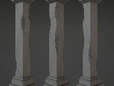 Column Set grasses - grasses - grasses - grasses Low-poly 3D model