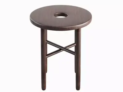 Namba Walnut Stool Set Low-poly 3D model