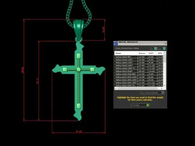 High Cross Pendant Light Gold 18K 4CP077 3D print model