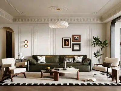 Light French-style living room 3D model