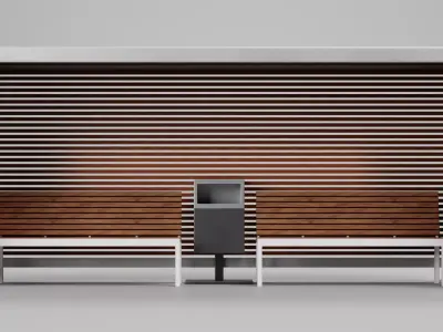 Modern Bus Stop Shelter V2 3D model