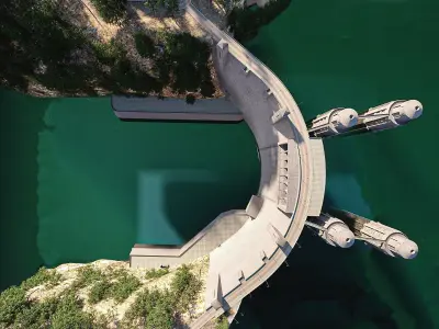 Water Dam Low-poly 3D model