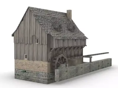 Moulin a eau XIVe siecle -  Water Mill Century XIV Free 3D model