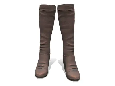 Brown Leather High Heel Calf Boots Low-poly 3D model