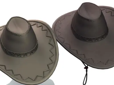 Cartoon High Poly Subdivision Cowboy Hat Low-poly 3D model