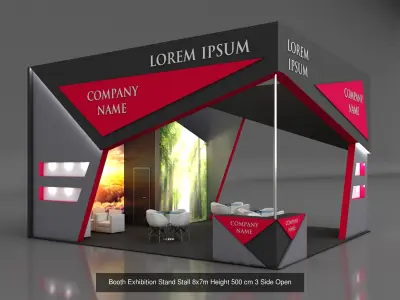 5 Exhibition Stand Stall Booth 3D model Collection 3D Model Pack