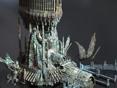 Helios light Walker Temples Kitbash 3D model
