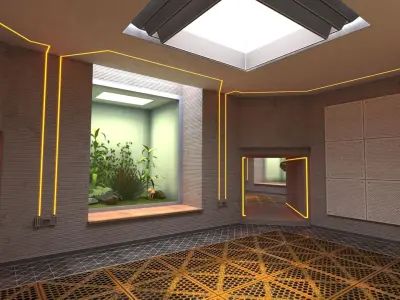 Interlockable Sci-Fi Virtual-Reality Art Gallery Low-poly 3D model