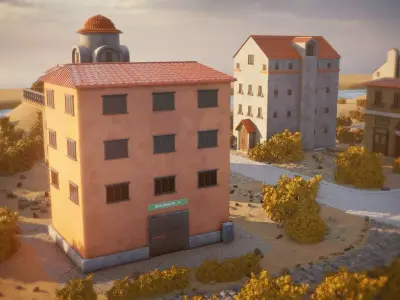 Miniature Village Landscape 3D model