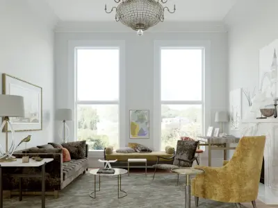 Corona - C4D Scene files - Living Room Interior 3D model