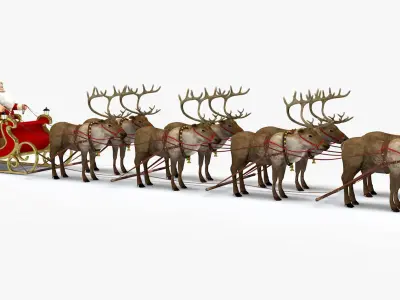  Santa in Sleigh with Reindeers  purchase