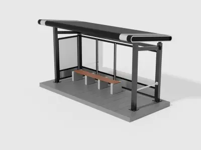 Bus Shelter Low-poly 3D model