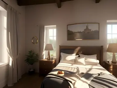 HDRI Skybox Aesthetic Bedroom Low-poly 3D model