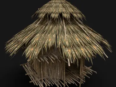 TRIBAL JUNGLE PRIMAL HUT HOUSE REED SILO STORAGE SURVIVAL AAA Low-poly 3D model