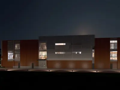 Modern American Multifamily or Mixed Use or office  Building 3D model