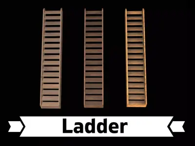 Ladder wooden Free low-poly 3D model