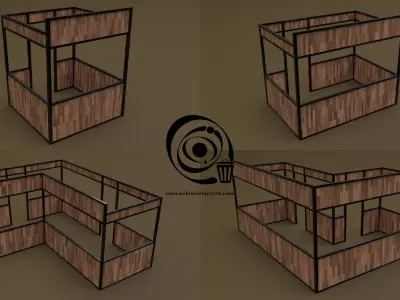 Stall stand Set 4M1T 01 R Low-poly 3D model