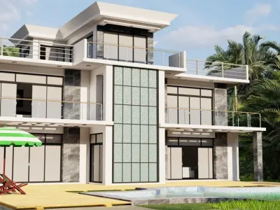 Casa Scene-villa-modern house 3D model 64