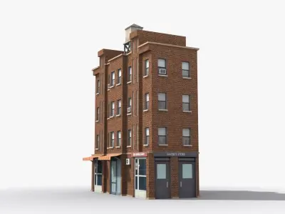 Apartment Building x24 Low-poly 3D model