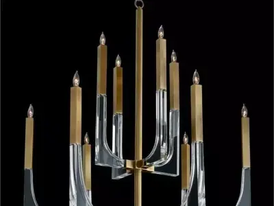 Light ACRYLIC AND BRASS TEN-LIGHT CHANDELIER 3D model