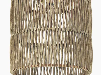 Lamp wood rotang wicker Cylinder 3D model
