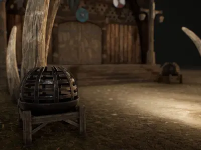 Viking Medieval Modular House Game-Ready Low-poly 3D model