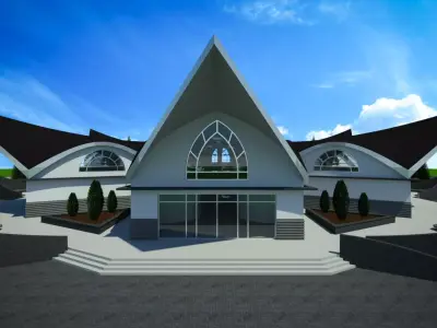 Museum building with circular floor plan 3D model