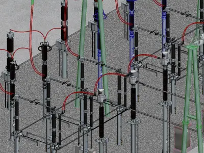 SCI FI Model 220kV Substation- Super Detailed Low-poly 3D model