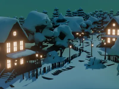 Village 3 Low-poly 3D model