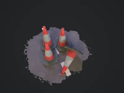 Stylized Traffic Cone Low-poly 3D model