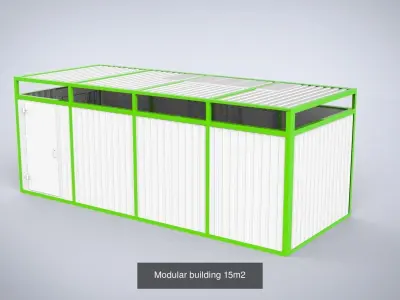 Four Modular buildings 15m2 3D Model Pack