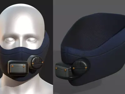 Gas mask respirator scifi futuristic  Low-poly 3D model 2