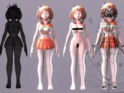 Uraraka anime Style Gamer Room Low-poly 3D model