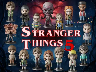 STL printable - Stranger Things 5 Characters - textured GLBs  3D print model