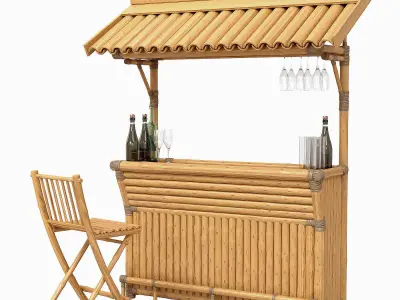 Tropical bamboo tiki bar 3D model
